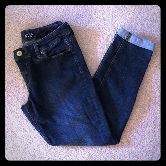 The Limited Denim - The Limited dark wash cuffed crop jeans